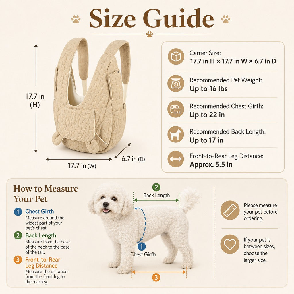 Hands-Free Front Pet Carrier Backpack for Small Dogs & Cats