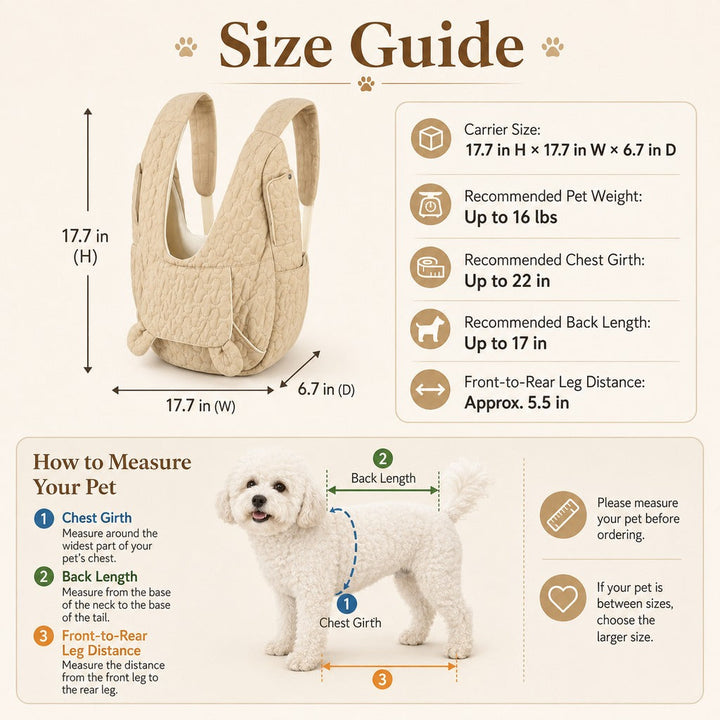 Hands-Free Front Pet Carrier Backpack for Small Dogs & Cats