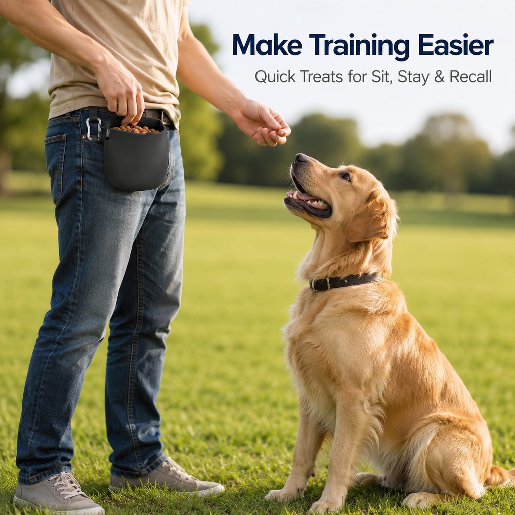 Hands-Free Silicone Dog Treat Pouch for Walks & Training