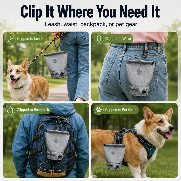 Dog Poop Bag Holder for Walks | Carry Used Waste Bags Hands-Free Until the Next Trash Can
