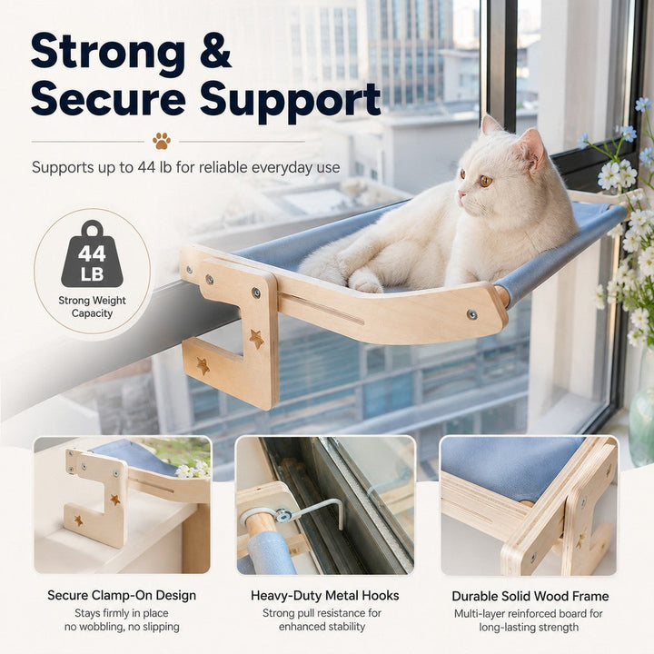 Bedside Hanging Cat Hammock Bed | Space-Saving Elevated Cat Lounge for Beds, Sofas & Windows