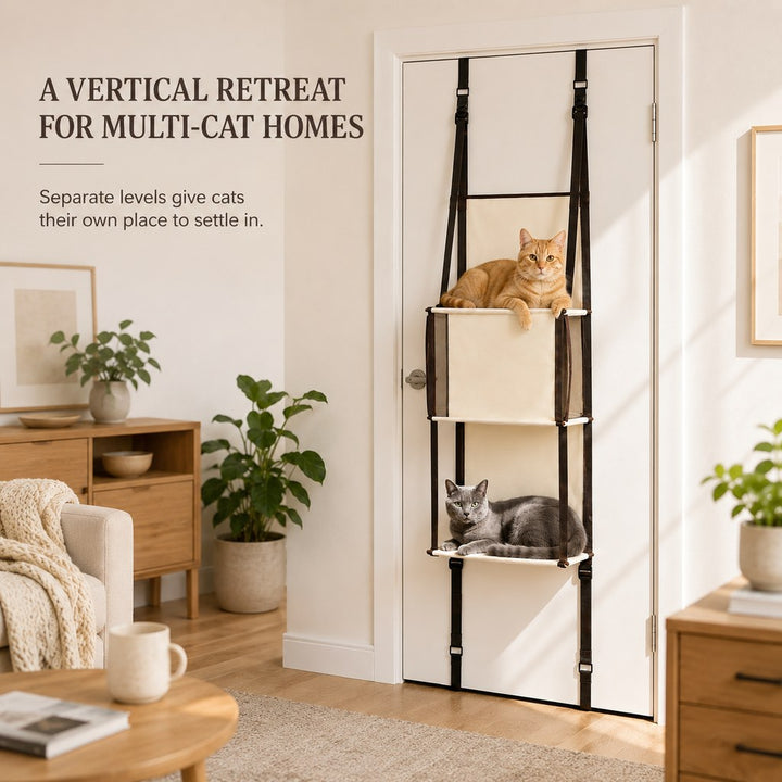 3-Tier Door-Mounted Hanging Cat Tree for Apartments