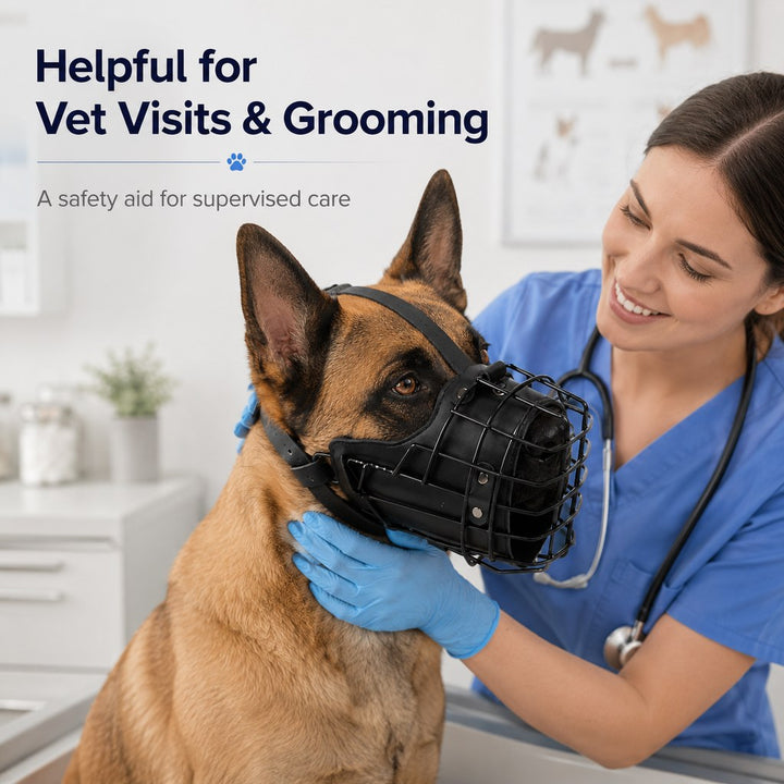 Heavy-Duty Black Steel Basket Dog Muzzle for Large Dogs