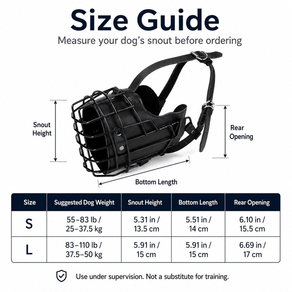 Heavy-Duty Black Steel Basket Dog Muzzle for Large Dogs