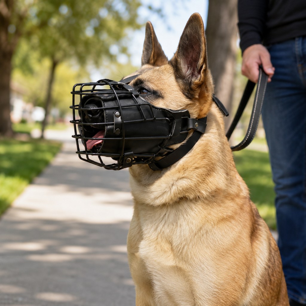 Heavy-Duty Black Steel Basket Dog Muzzle for Large Dogs