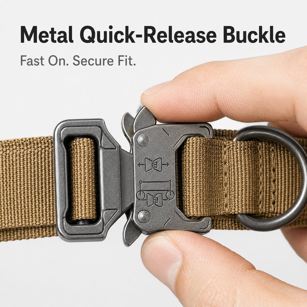 Heavy-Duty Tactical Dog Collar for Walks & Training