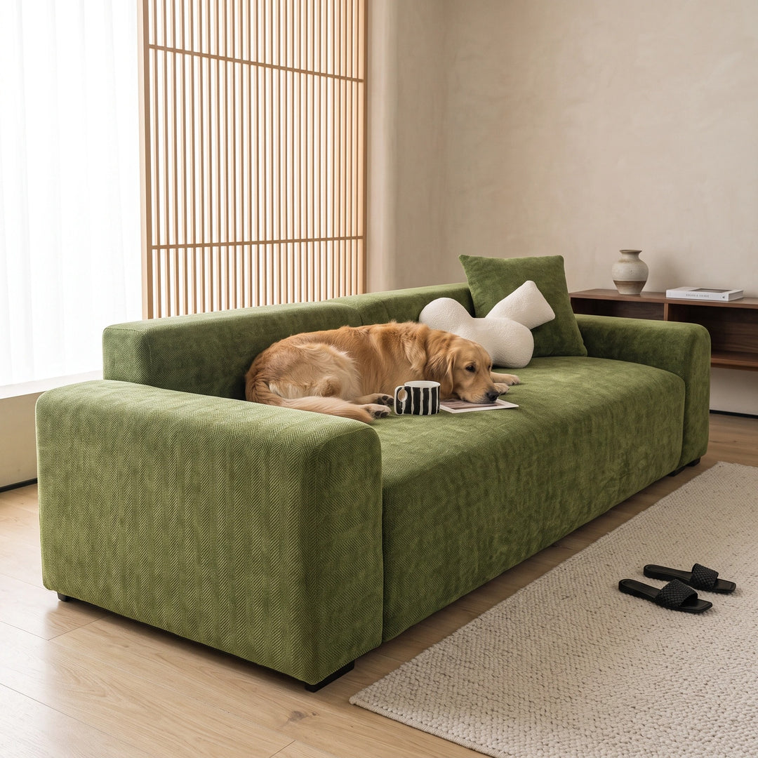 Herringbone Chenille Stretch Sofa Cover with Full Coverage Elastic Fit