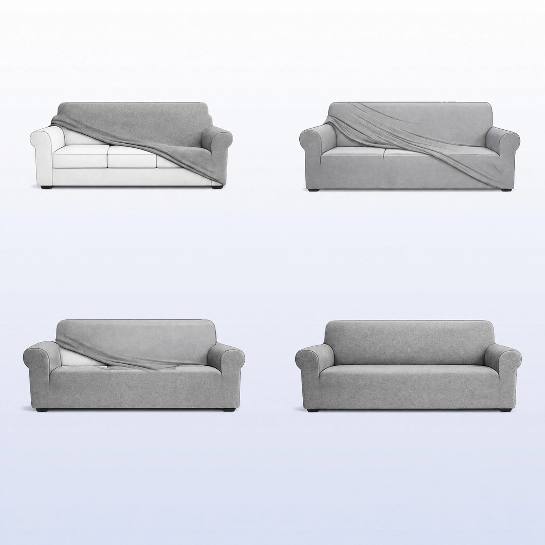 Herringbone Chenille Stretch Sofa Cover with Full Coverage Elastic Fit