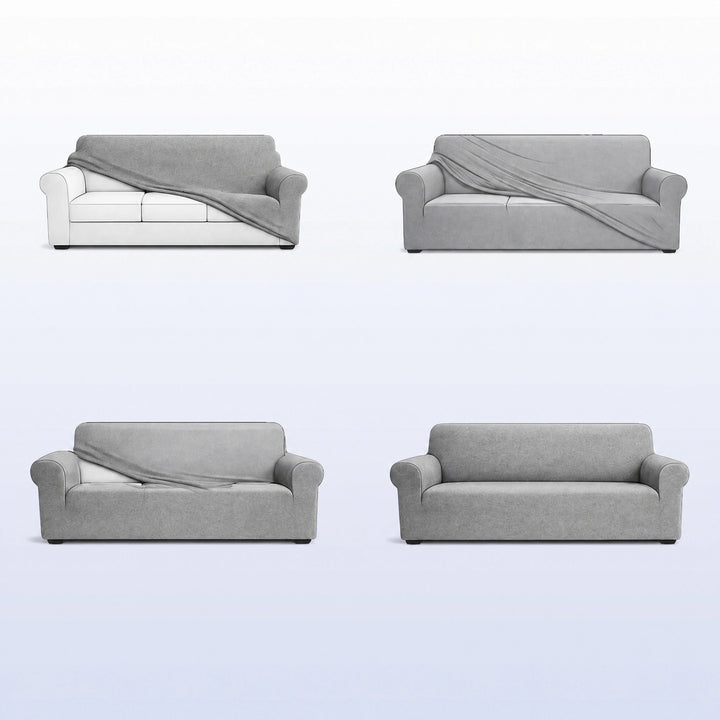 Herringbone Chenille Stretch Sofa Cover with Full Coverage Elastic Fit