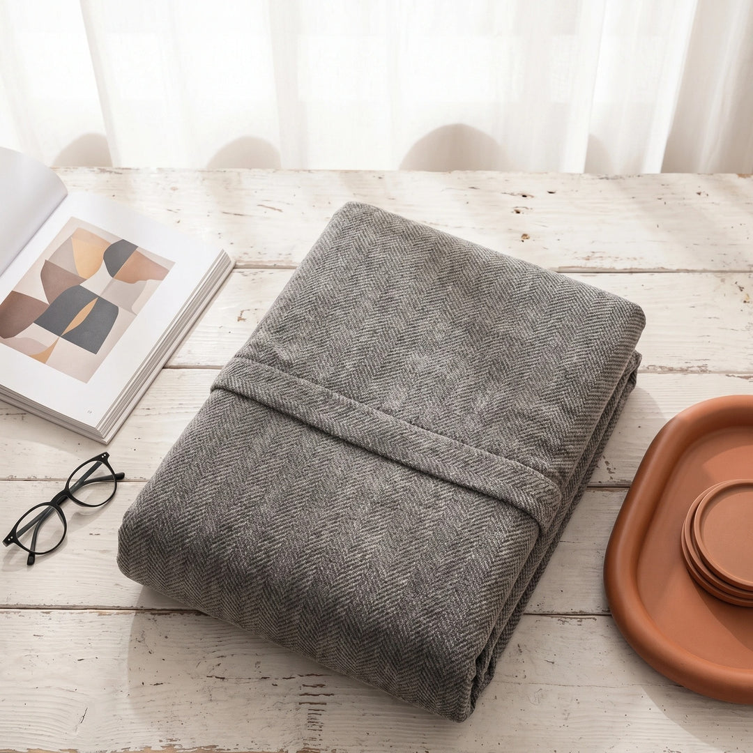 Herringbone Chenille Stretch Sofa Cover with Full Coverage Elastic Fit