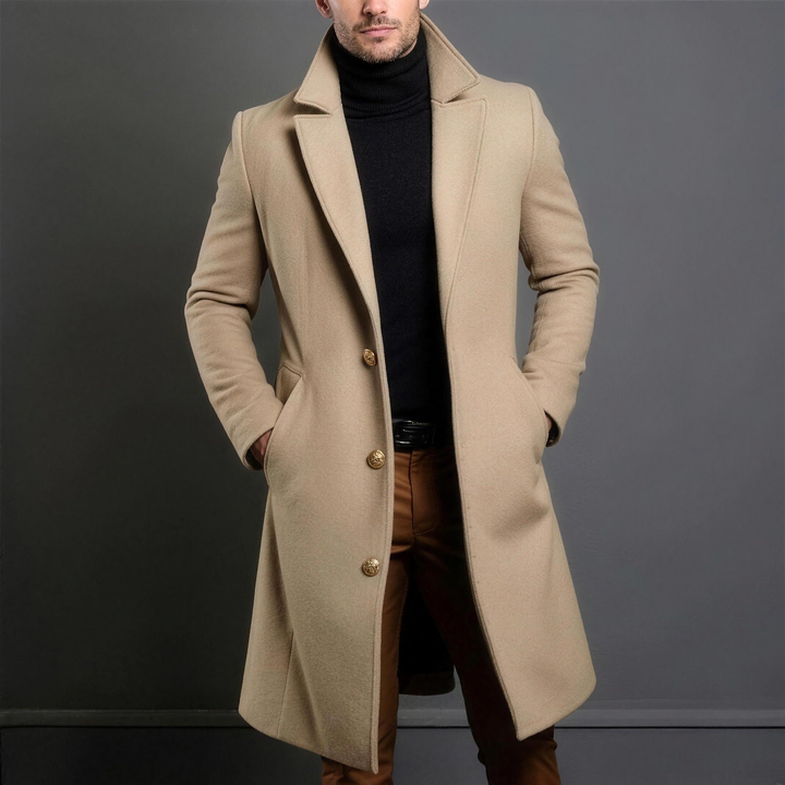 Long Formal Winter Overcoat for Men, Single Breasted Slim Fit (1)