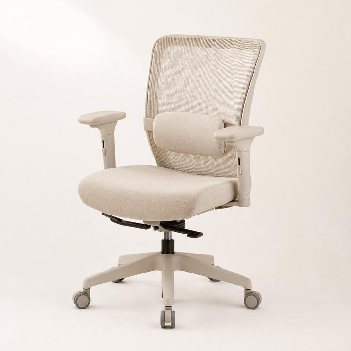 Fenton | Mesh Office Chair with Lumbar Cushion — Bone