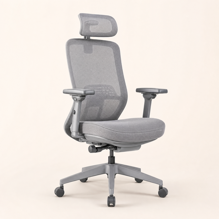 Marlowe | High Back Mesh Chair with Headrest — Ash