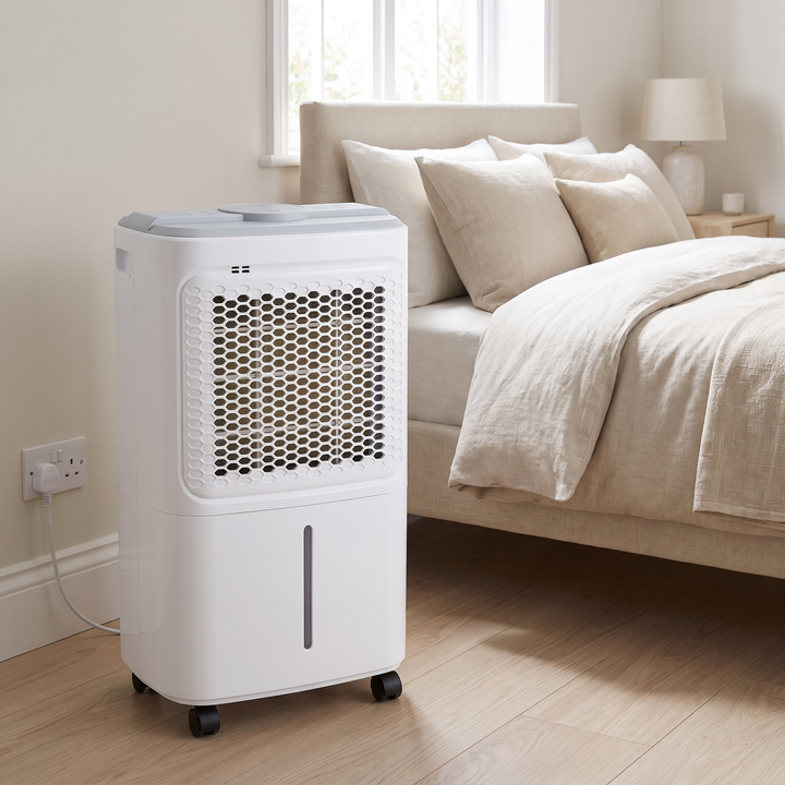 Quiet 12L Dehumidifier in a bedroom