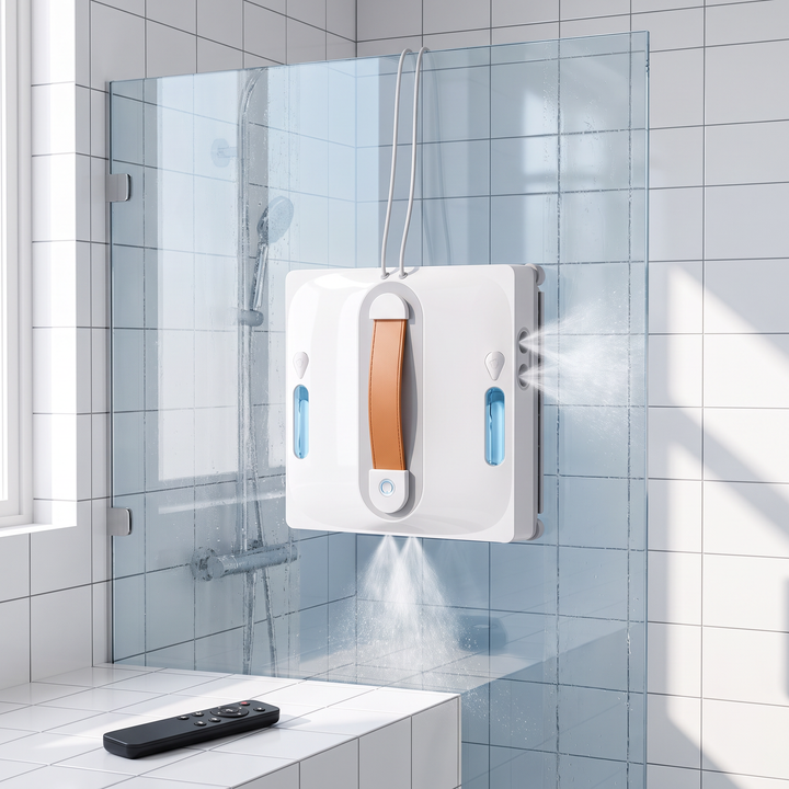 Premium Window Cleaning Robot on a glass shower screen