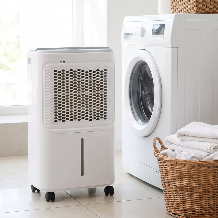 Quiet 12L Dehumidifier in a utility room