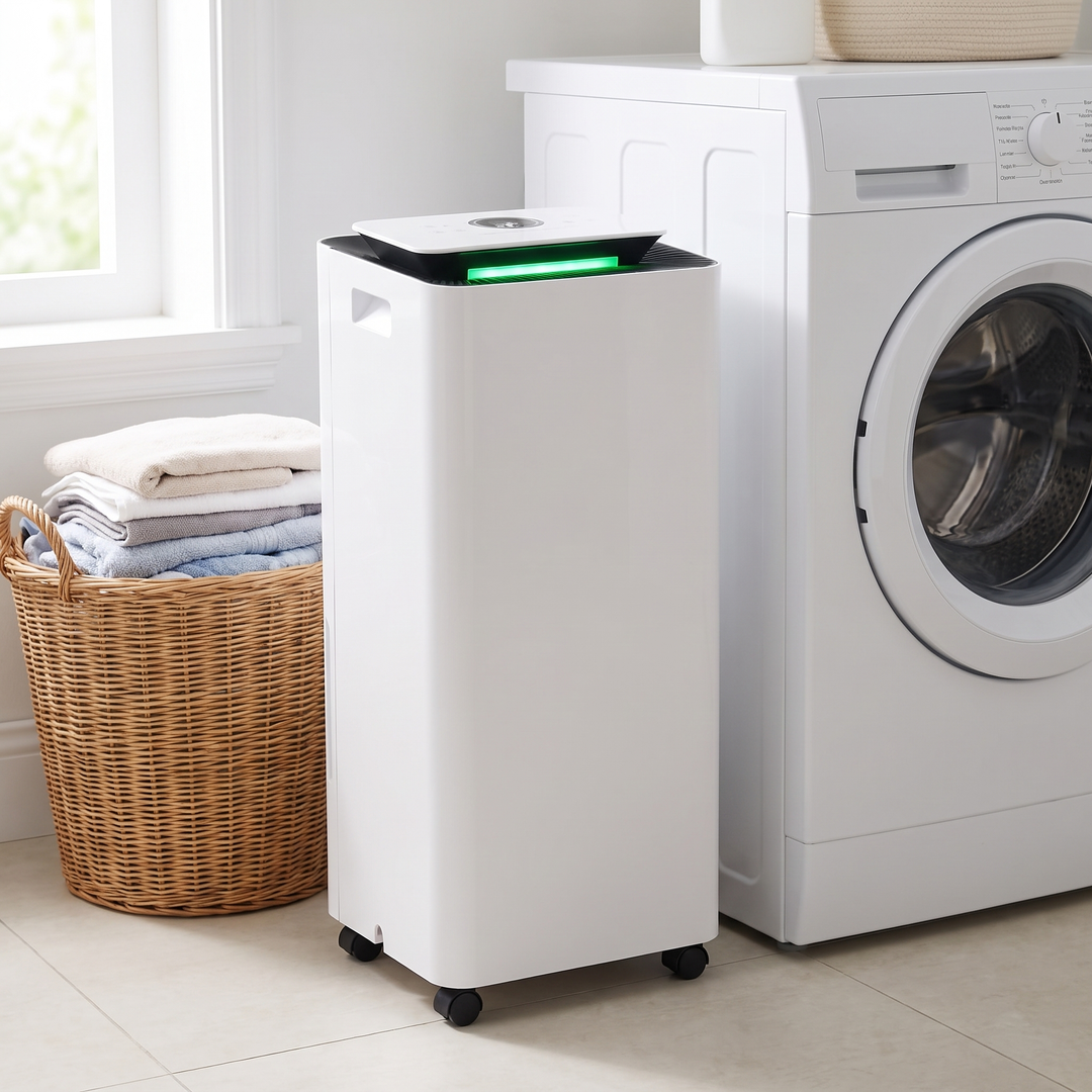 Dehumidifier and Air Purifier in a utility room