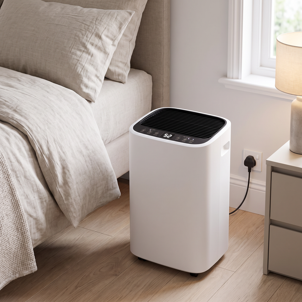 Whole-Home 16L Dehumidifier in a bedroom
