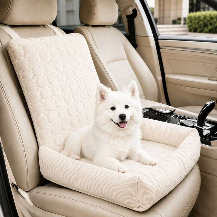 High Back Corduroy Pet Car Seat Bed for Dogs & Cats
