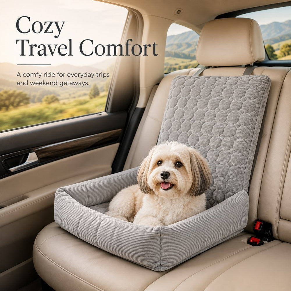 High Back Corduroy Pet Car Seat Bed for Dogs & Cats