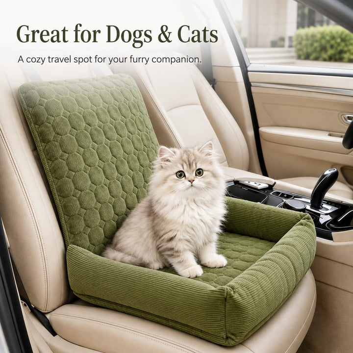 High Back Corduroy Pet Car Seat Bed for Dogs & Cats