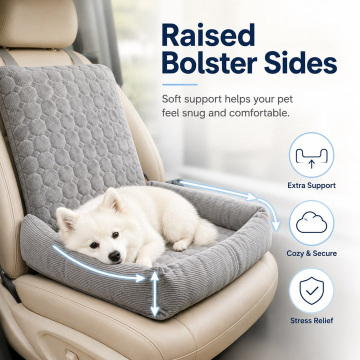 High Back Corduroy Pet Car Seat Bed for Dogs & Cats