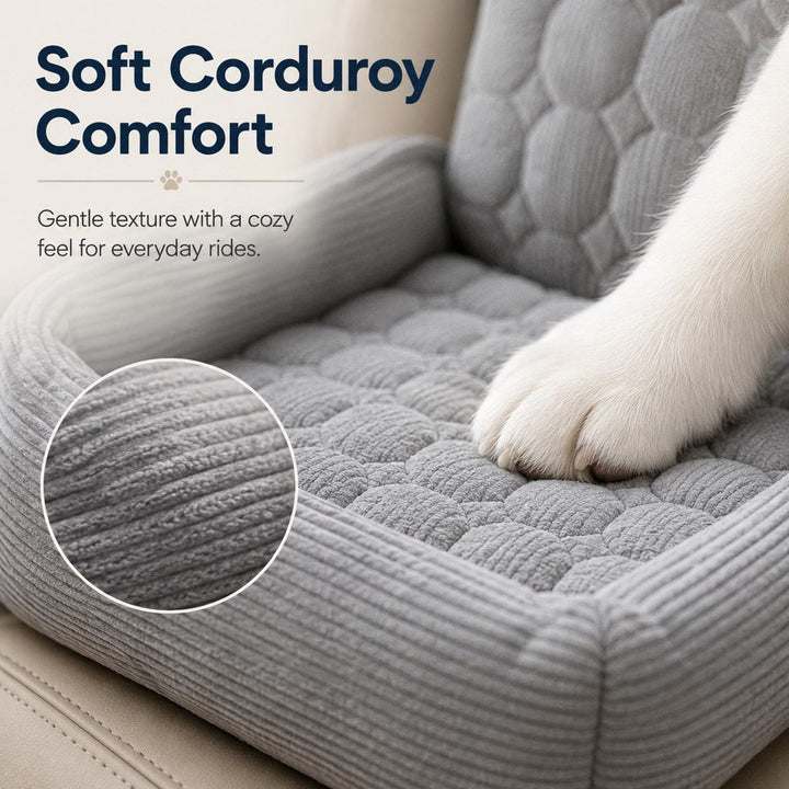 High Back Corduroy Pet Car Seat Bed for Dogs & Cats