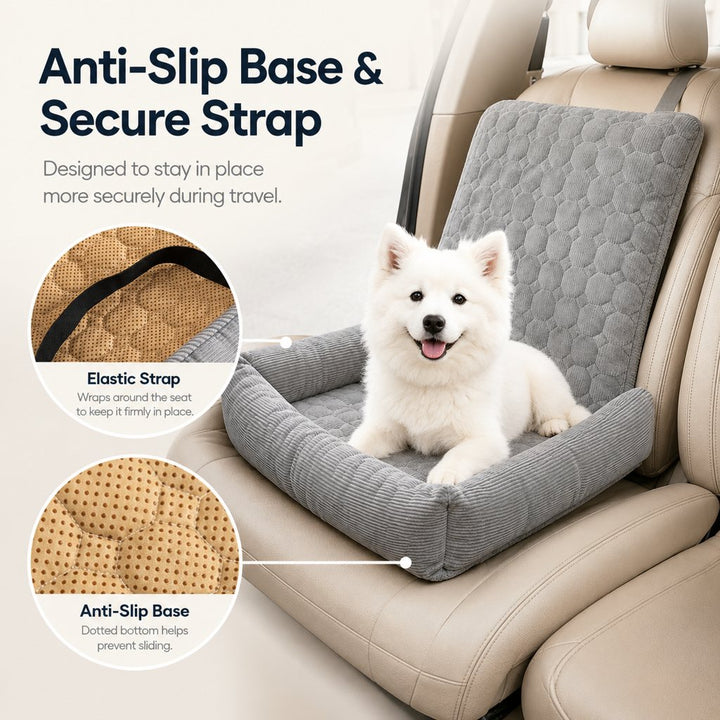 High Back Corduroy Pet Car Seat Bed for Dogs & Cats