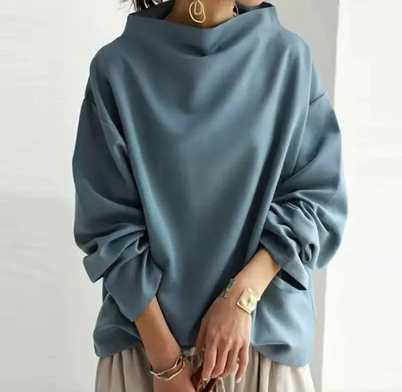 Women's High Neck Long-Sleeve Jumper with Oversized Fit