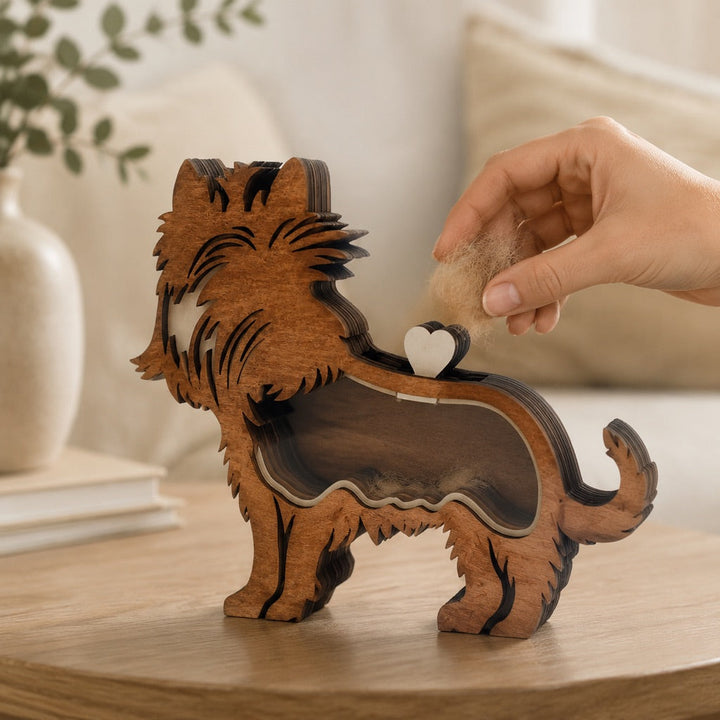 Wooden Pet Fur Keepsake Box for Grooming Memories & Pet Loss