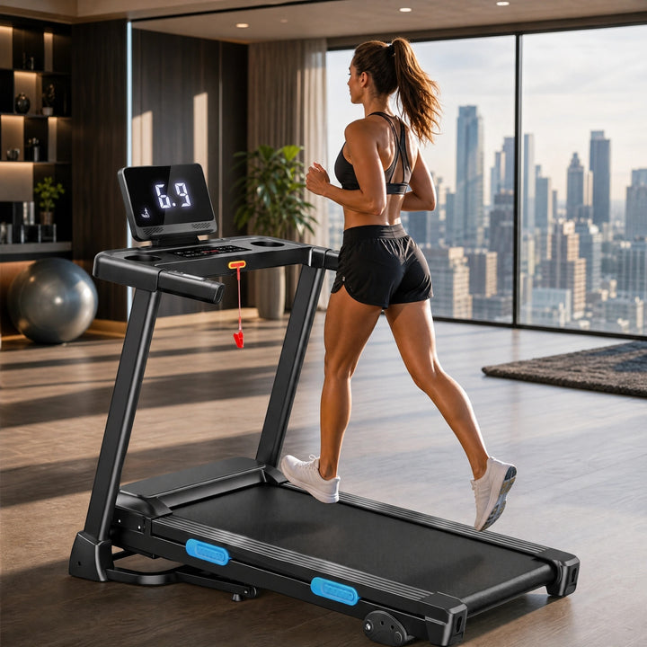 Home Treadmill with Bluetooth, LED Display and Wide Running Belt