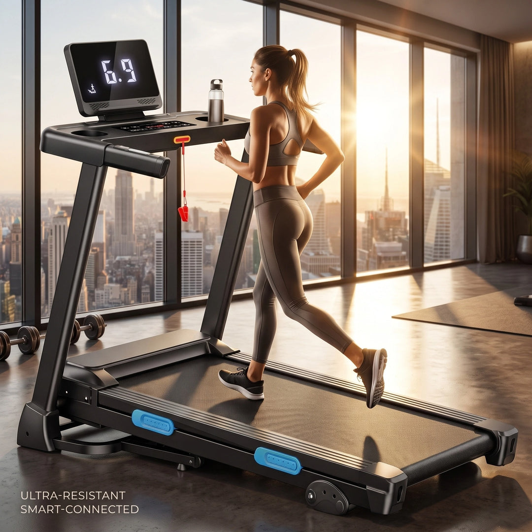 Home Treadmill with Bluetooth, LED Display and Wide Running Belt