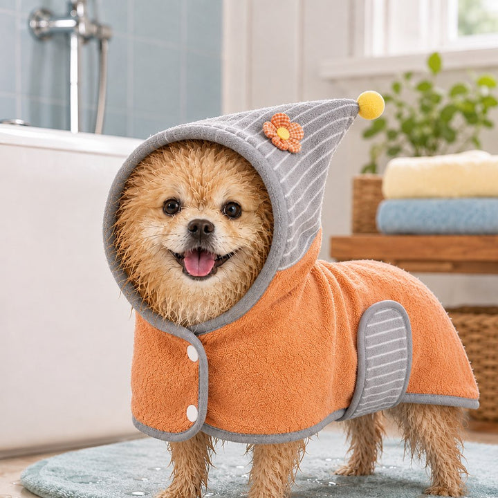 Hooded Pet Drying Robe for Dogs & Cats
