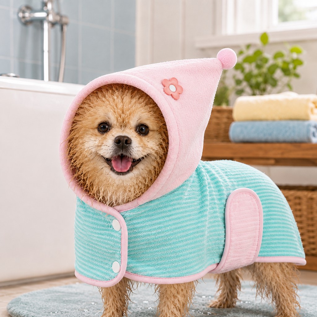 Hooded Pet Drying Robe for Dogs & Cats