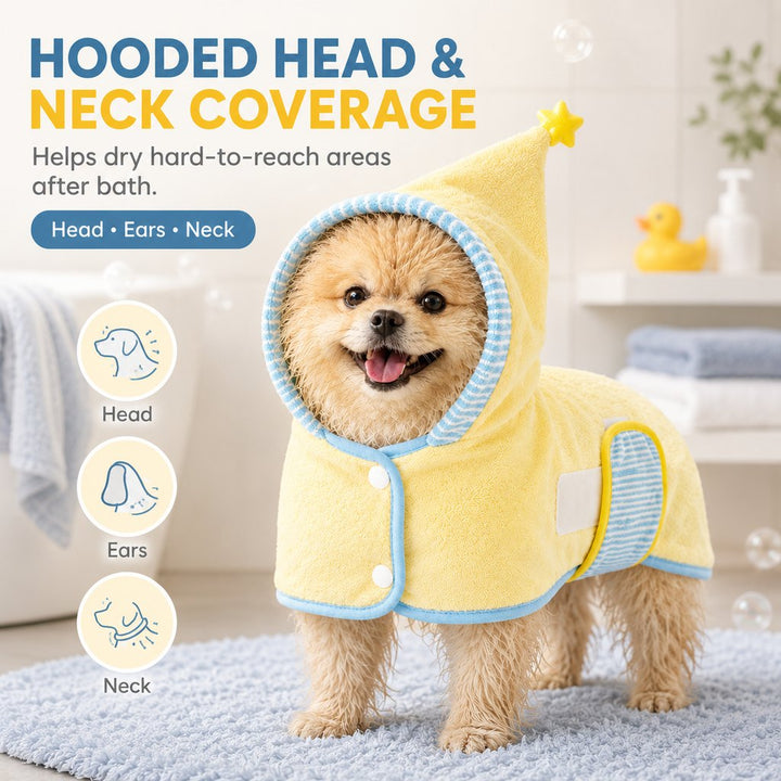 Hooded Pet Drying Robe for Dogs & Cats