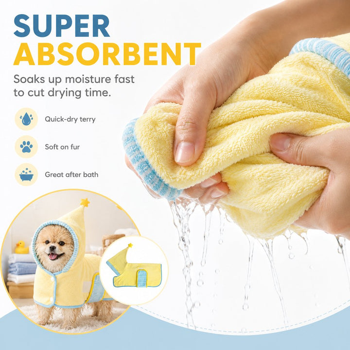 Hooded Pet Drying Robe for Dogs & Cats