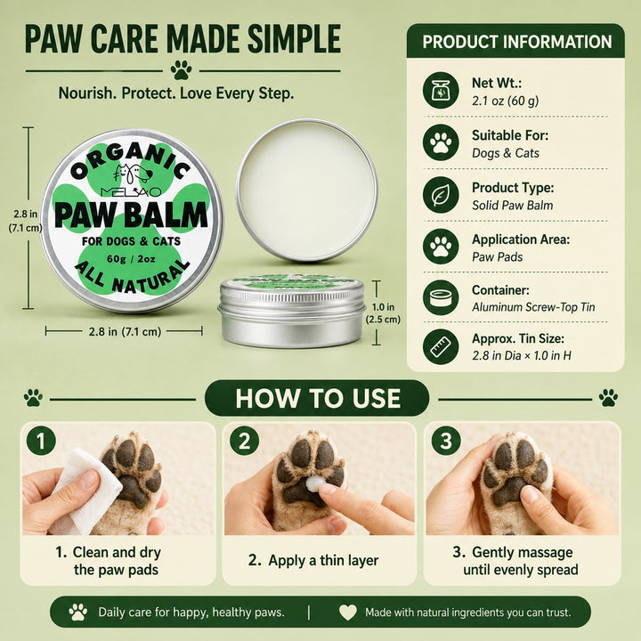 Dog & Cat Paw Balm for Post-Walk Care | Moisturizes Dry, Rough Paw Pads