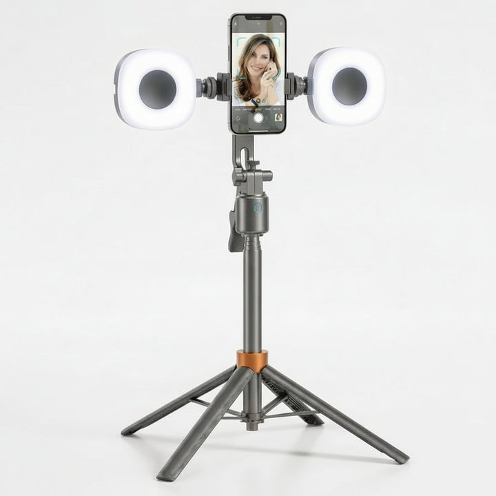 Smart Auto Tracking Phone Holder Tripod with Dual Fill Lights & Bluetooth Remote 180cm