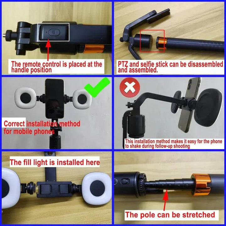 Smart Auto Tracking Phone Holder Tripod with Dual Fill Lights & Bluetooth Remote 180cm