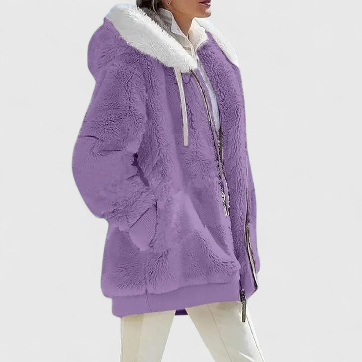 Women's Hooded Ribbed Cardigan in Lilac