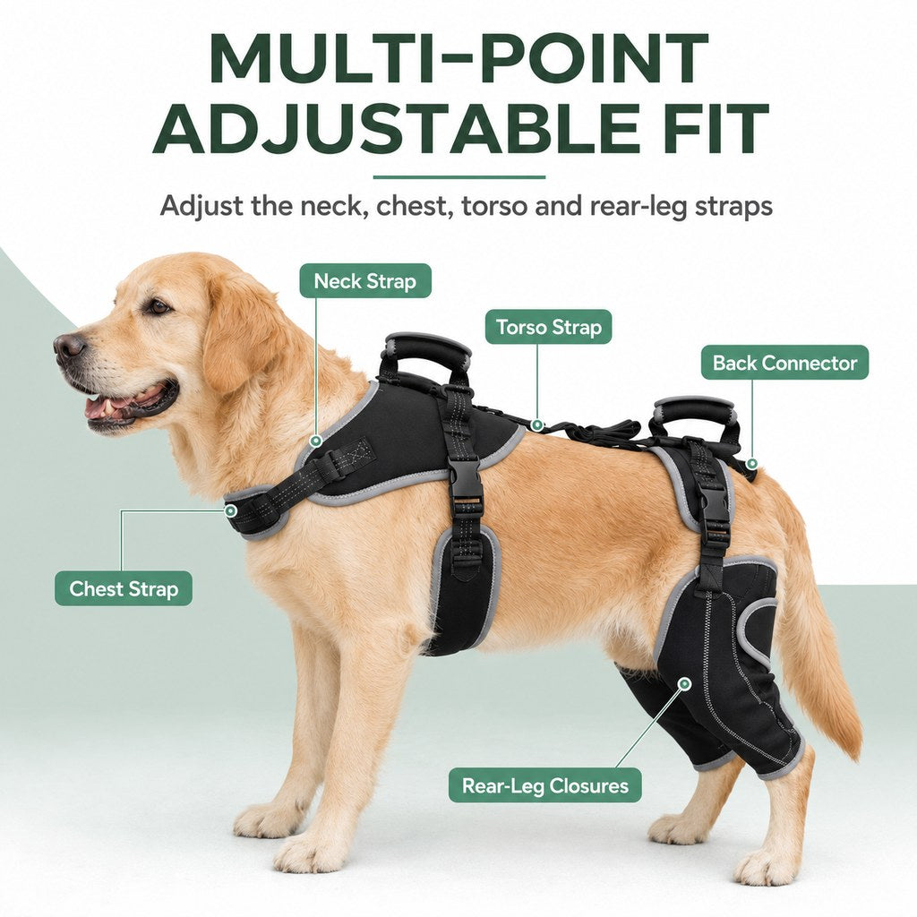 Full-Body Dog Lift Harness with Dual Rear-Leg Support | Easier Standing, Stairs & Car Entry