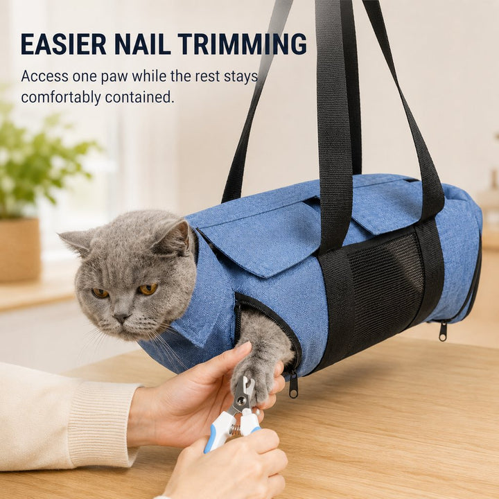 Cat Grooming Restraint Bag for Nail Trimming & Ear Cleaning | Easier Control for Wiggly Cats