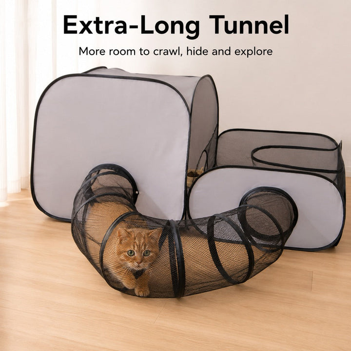 Indoor Cat Playpen with Tunnel & Resting Tent for Safe Home Play