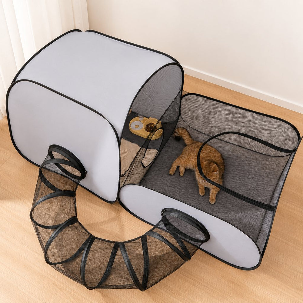 Indoor Cat Playpen with Tunnel & Resting Tent for Safe Home Play