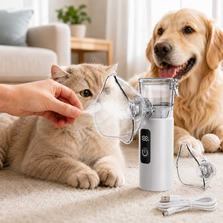 Portable Pet Nebulizer Care Kit for Cats & Dogs | Quiet Mist Device for Senior & Sensitive Pets