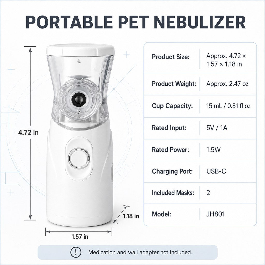 Portable Pet Mist Care Kit for Dogs & Cats | Rechargeable Handheld Device with Two Masks