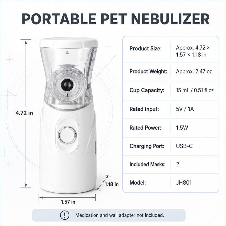 Portable Pet Mist Care Kit for Dogs & Cats | Rechargeable Handheld Device with Two Masks
