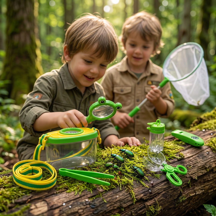 Kids Bug Catching Kit with Magnifying Glass, Observation Box and Net