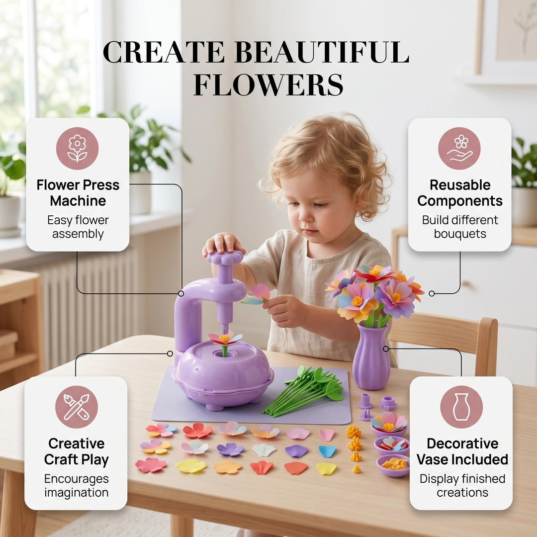 Kids Flower Bouquet Making Kit with Press Machine DIY Craft Toy Set
