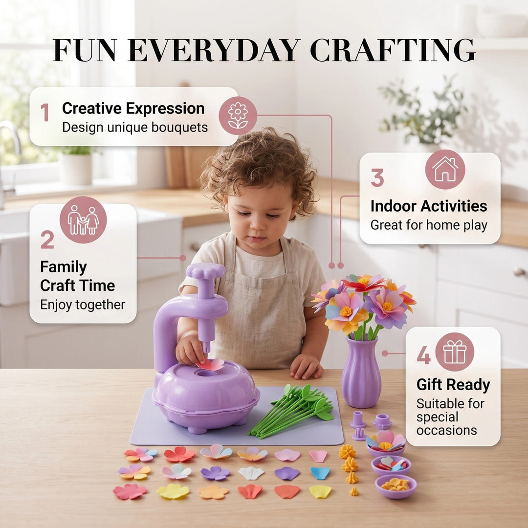 Kids Flower Bouquet Making Kit with Press Machine DIY Craft Toy Set